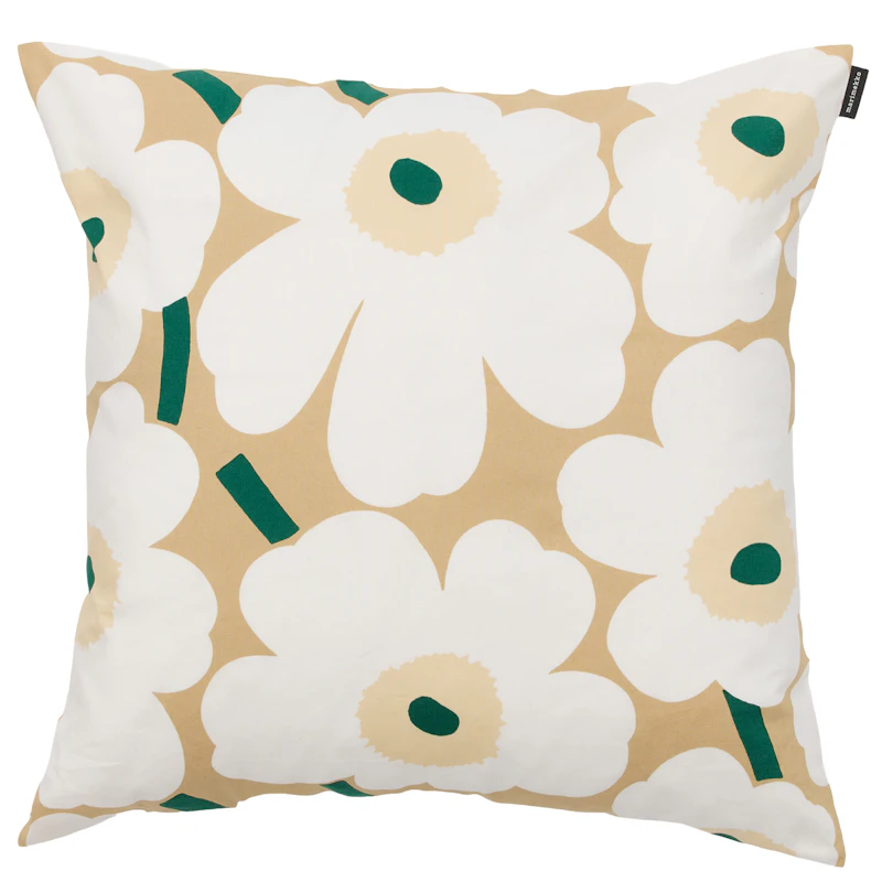 Pieni Unikko Kuddfodral 50x50 cm, Sand / Smaragd
