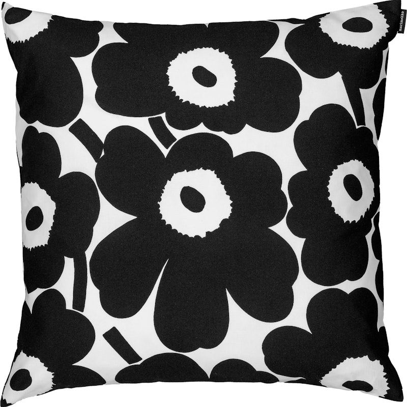 Pieni Unikko Kuddfodral 50x50 cm, Svart / Vit