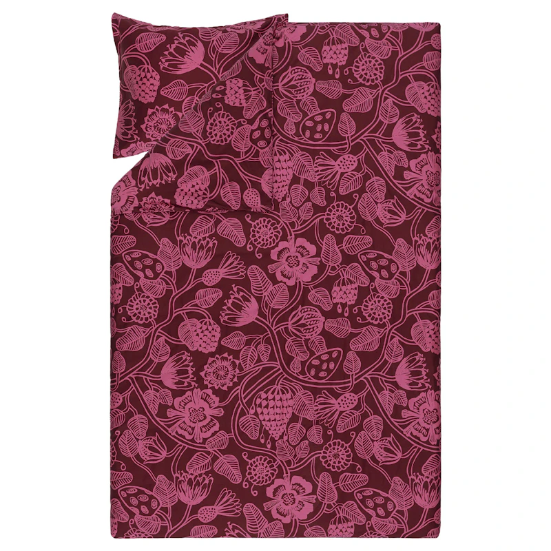Tiara Sateen Bäddset 150x210 + 50x60 cm, Rosa/Vinröd