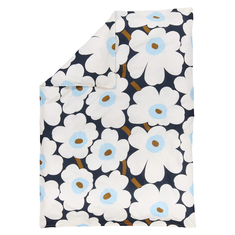 Unikko Påslakan 210x150 cm, Off-white / Blueberry