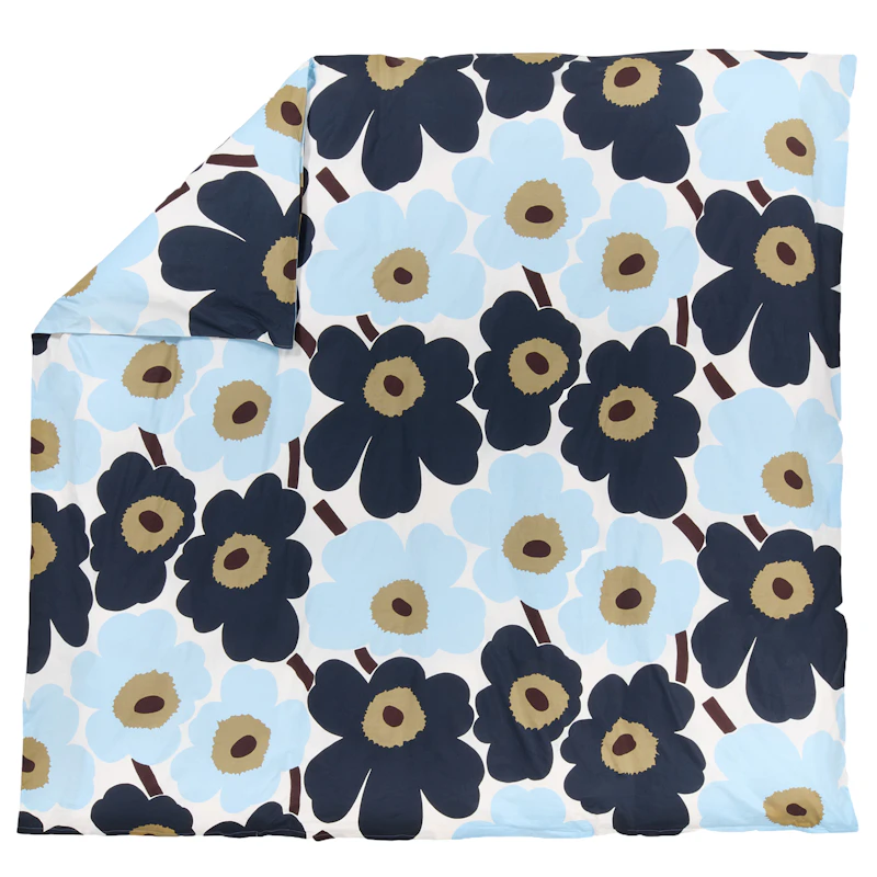 Unikko Påslakan 220x240 cm, Kallblå / Blueberry