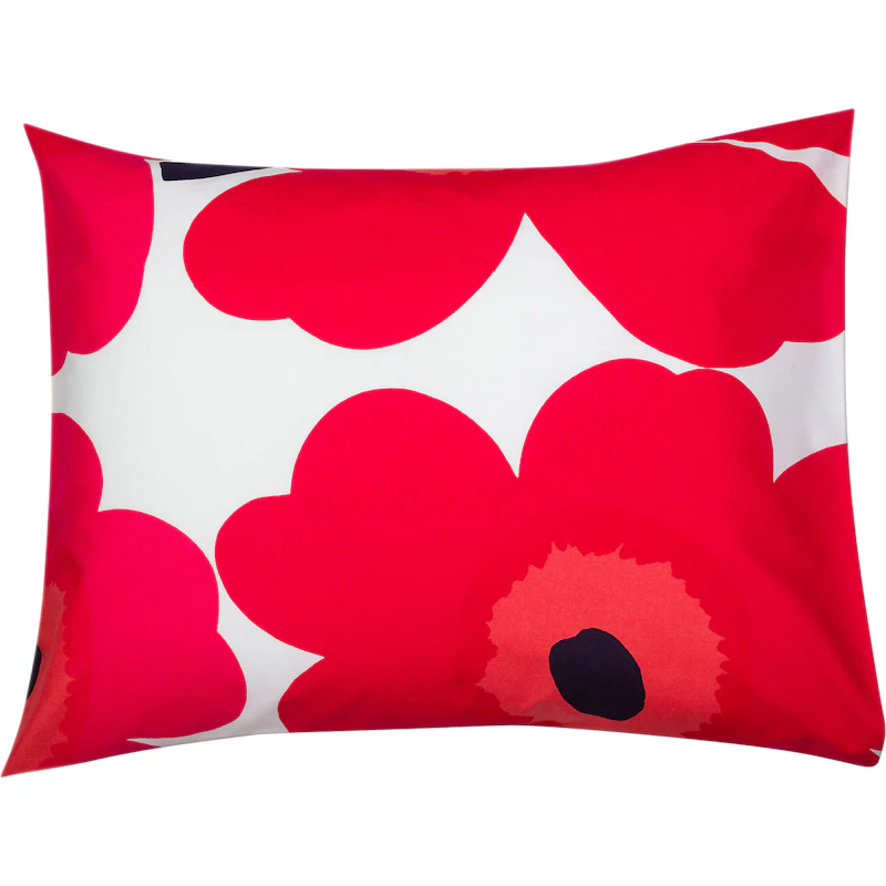 Unikko Örngott 80x80 cm, Röd / Vit