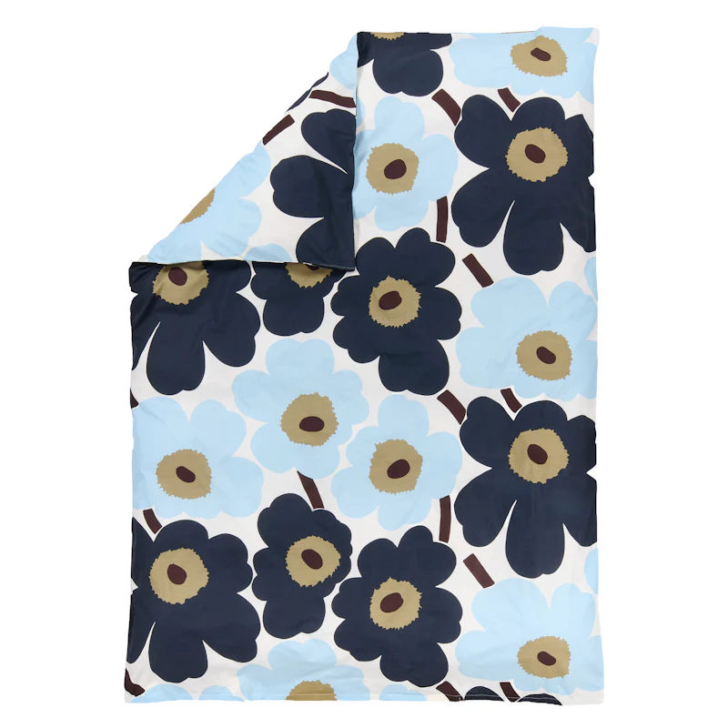 Unikko Påslakan 140x200 cm, Off-white / Blueberry