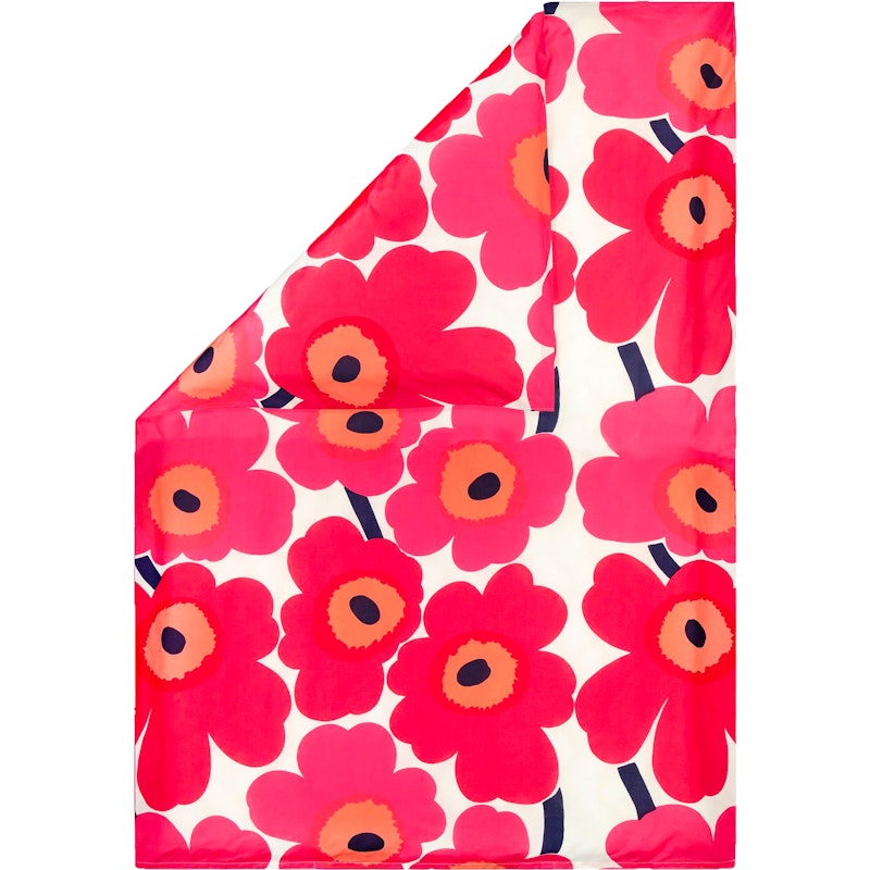 Unikko Påslakan Vit / Röd, 150x210 cm