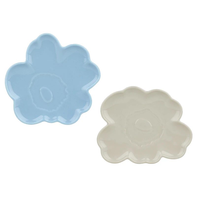 Unikko Shape Tallrik 13 cm 2-pack, Ljusblå / Off-white
