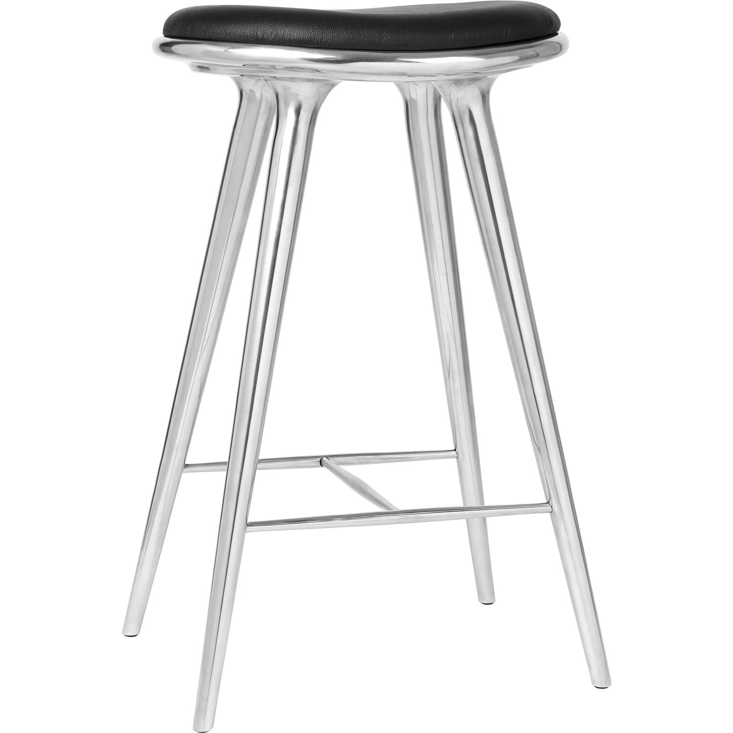 Mater High Stool Pall 74 Cm &Aring;tervunnen Aluminium - Barstolar L&auml;der Svart L&auml;der - 01022