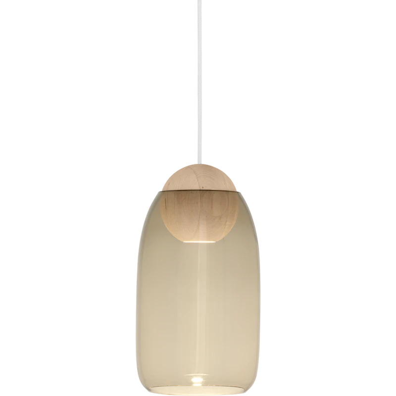 Liuku Ball Pendel, Mattlackad Lindträ / Rökt Glas