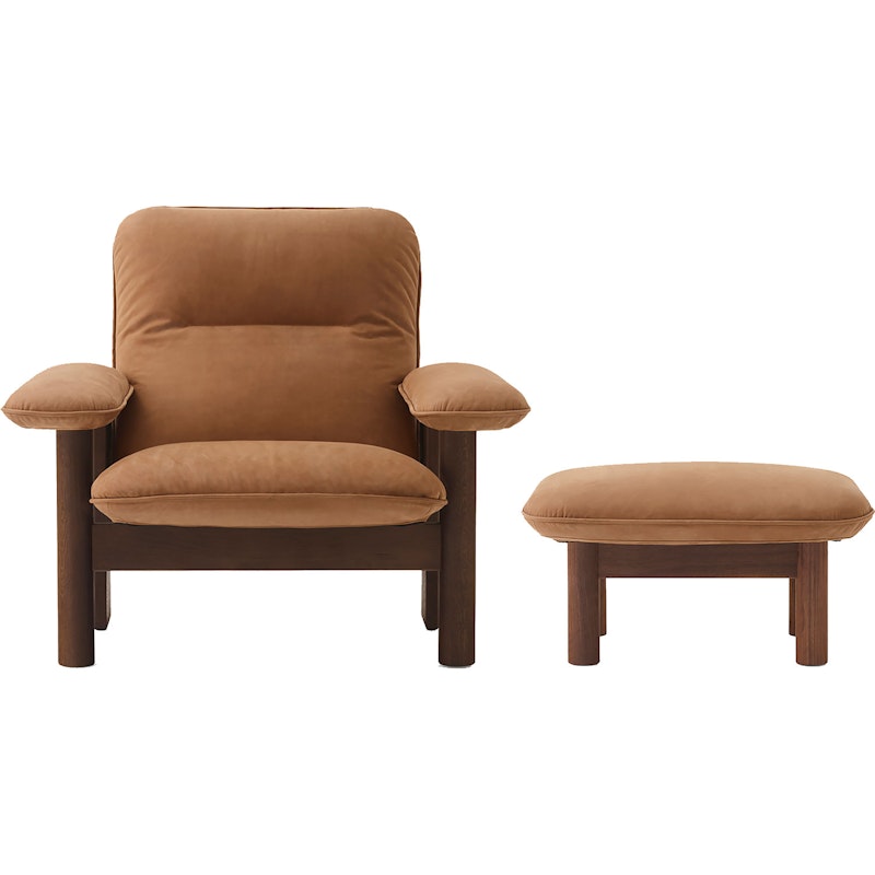 Brasilia Fåtölj Med Ottoman Walnut, Camel