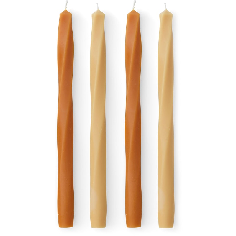 Twist Tapered Candle,  H30, Warm, Set of 4 pcs