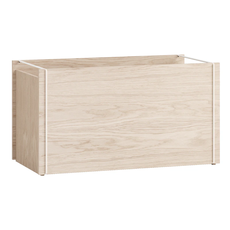 Förvaringslåda 30x60 cm, Vit / Varmgrå