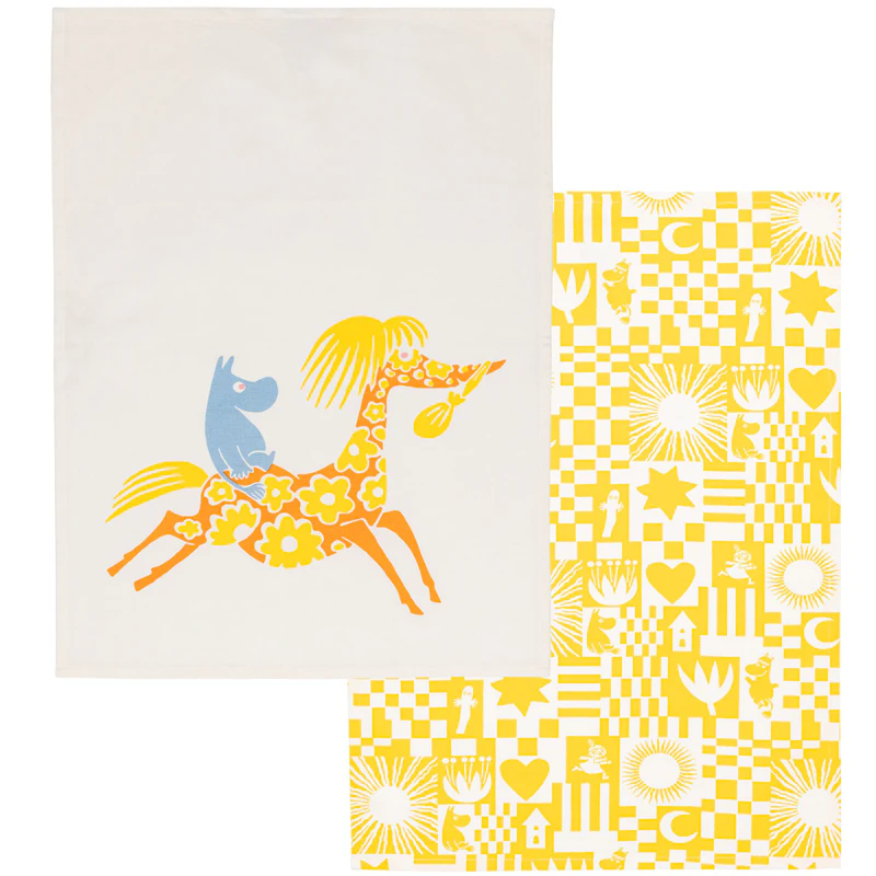 Mumin Kökshandduk Fest 2-pack, Gul