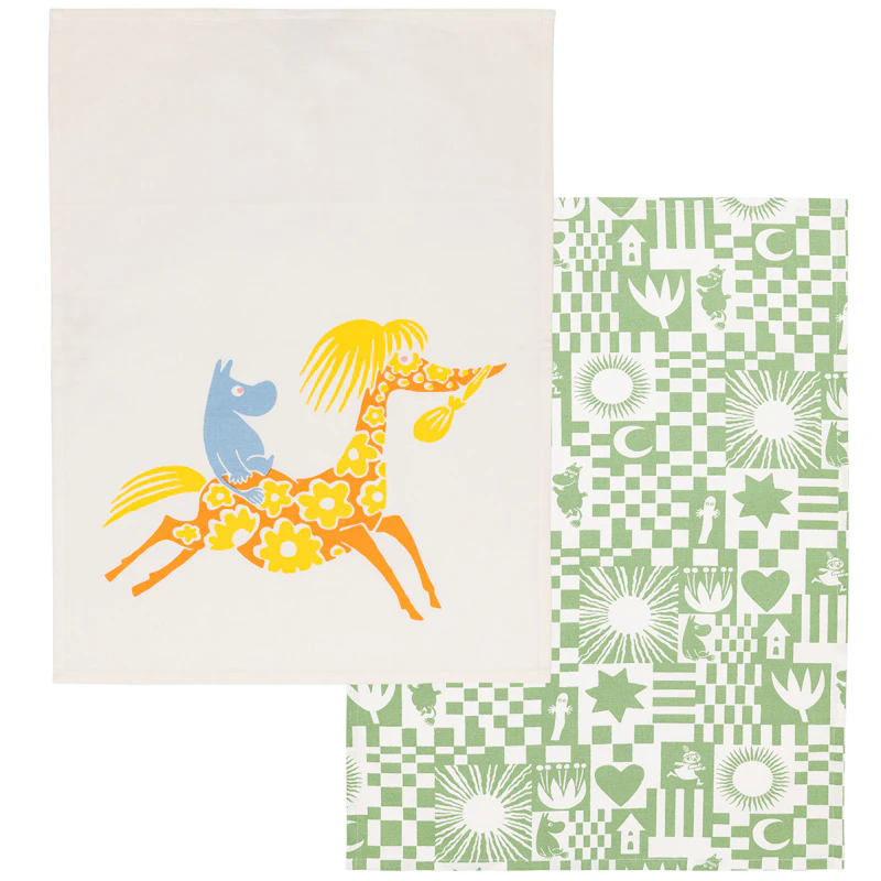 Mumin Kökshandduk Fest 2-pack, Grön