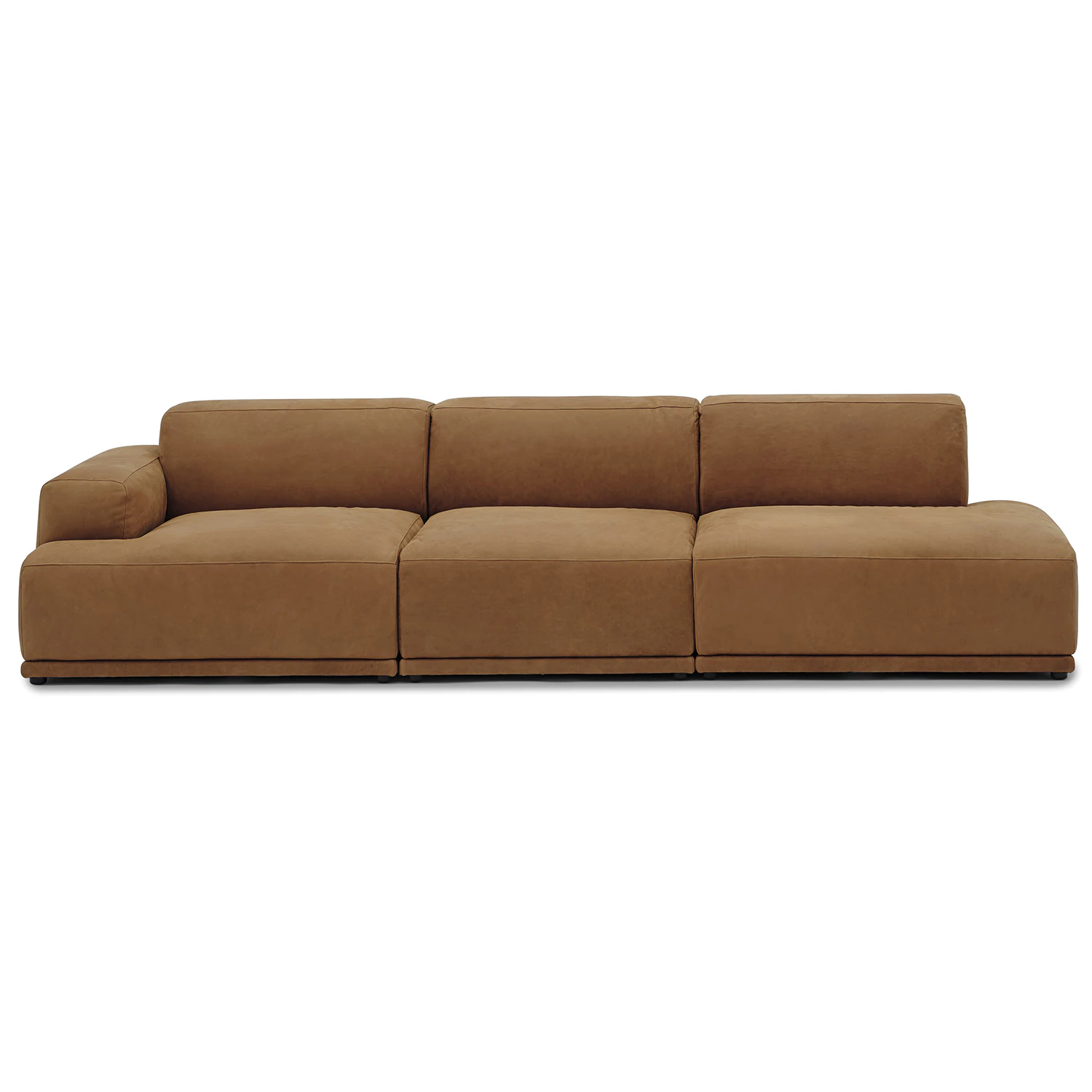Muuto Connect Soft Modul&auml;r 3-sitssoffa Med &Ouml;ppen H&ouml;gersida Grace Leather Cognac - 3-sitssoffor L&auml;der Konjak - 99521+99524+99522