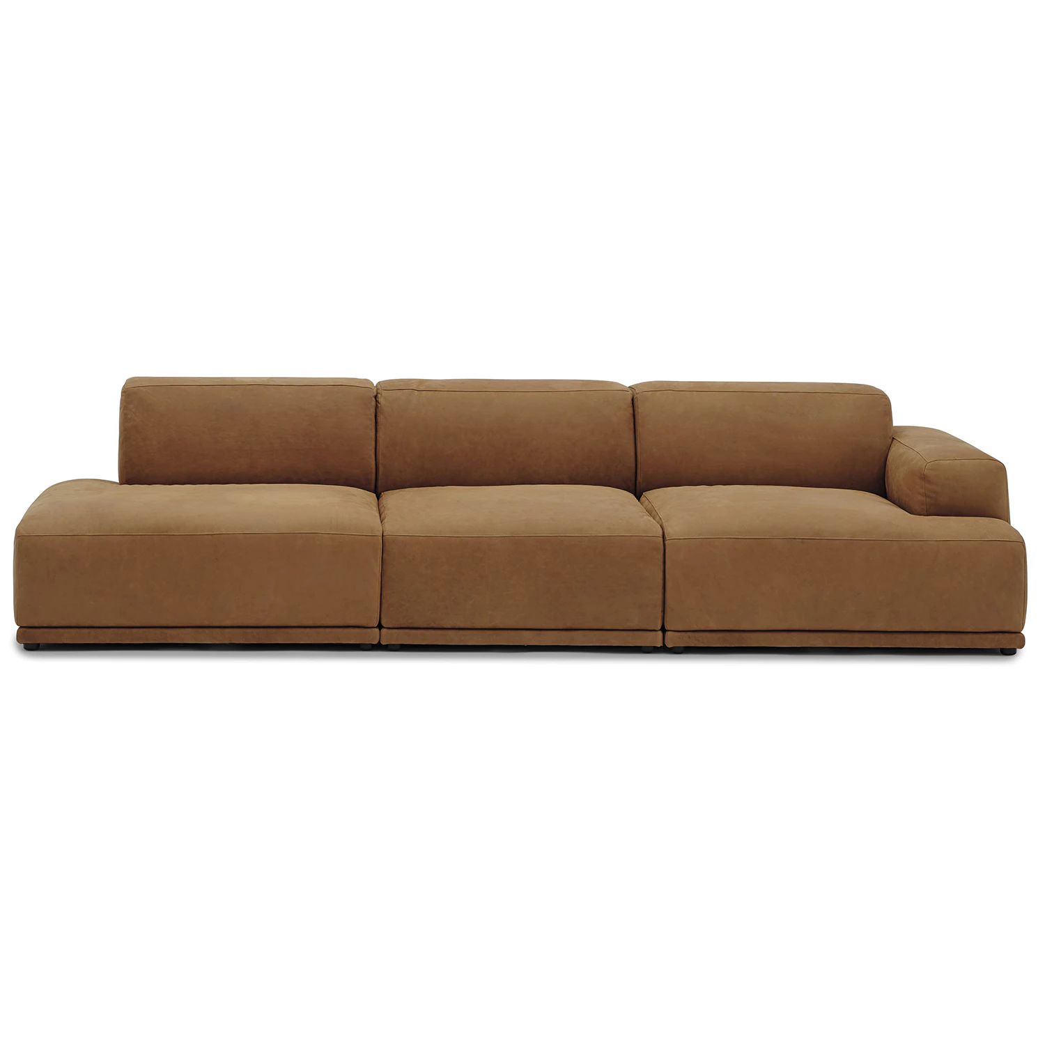 Muuto Connect Soft Modul&auml;r 3-sitssoffa Med &Ouml;ppen V&auml;nstersida Grace Leather Cognac - 3-sitssoffor L&auml;der Konjak - 99520+99524+99523
