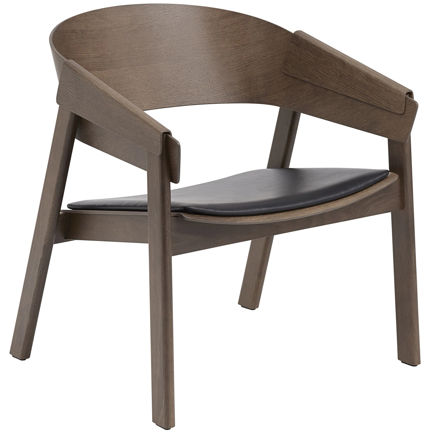 Muuto Cover Loungestol Dark Stained / Svart L&auml;der - F&aring;t&ouml;ljer Ek Svart L&auml;der - 18082-STDB_BLCK