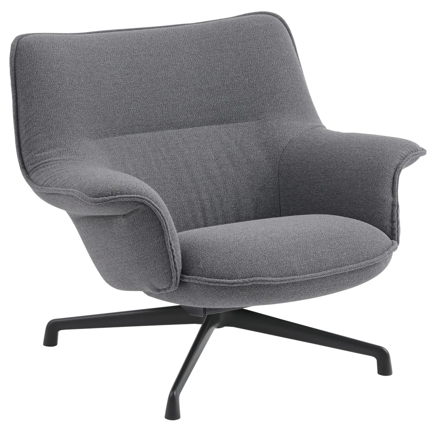 Muuto Doze F&aring;t&ouml;lj L&aring;g Rygg Med Snurrunderrede Ocean 80 / Antracit - F&aring;t&ouml;ljer Textil Svart - DOZLLSWUOA0601
