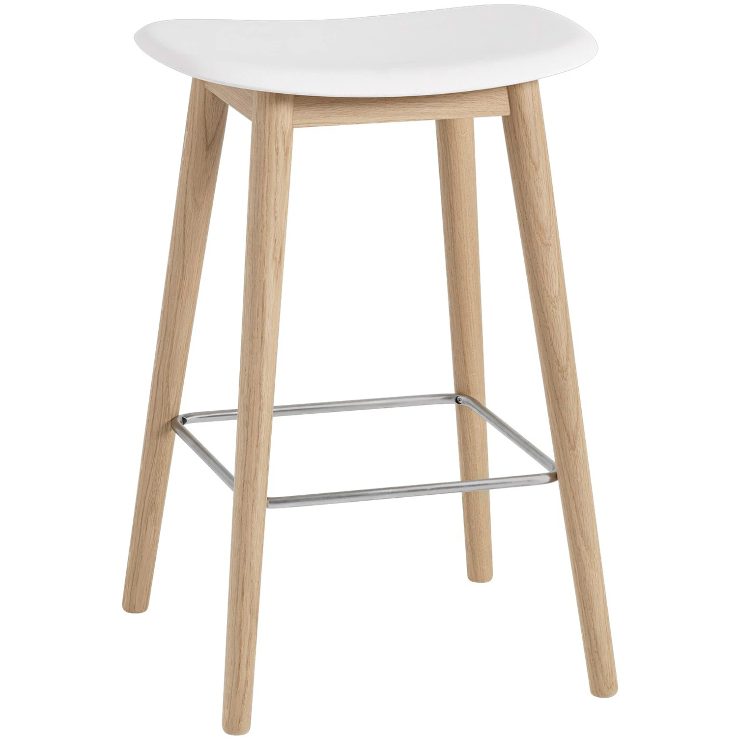 Muuto Fiber Barstol Tr&auml; 75 Cm Vit/ek - Barstolar &Aring;teranv&auml;nd Plast Vit - FICOUWON04041
