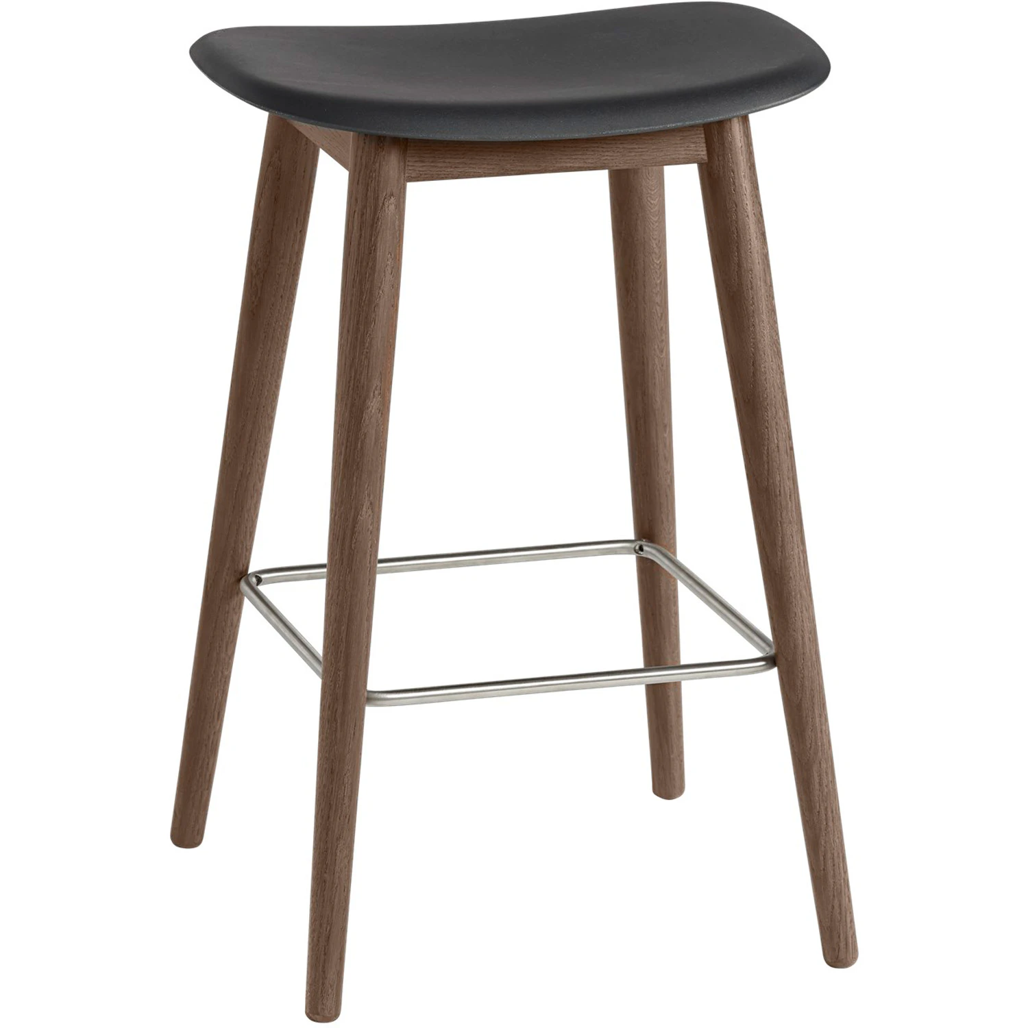 Muuto Fiber Barstol Tr&auml; 65 Cm Svart/m&ouml;rkbetsad Ek - Barstolar &Aring;teranv&auml;nd Plast Svart - FICOUWON05011