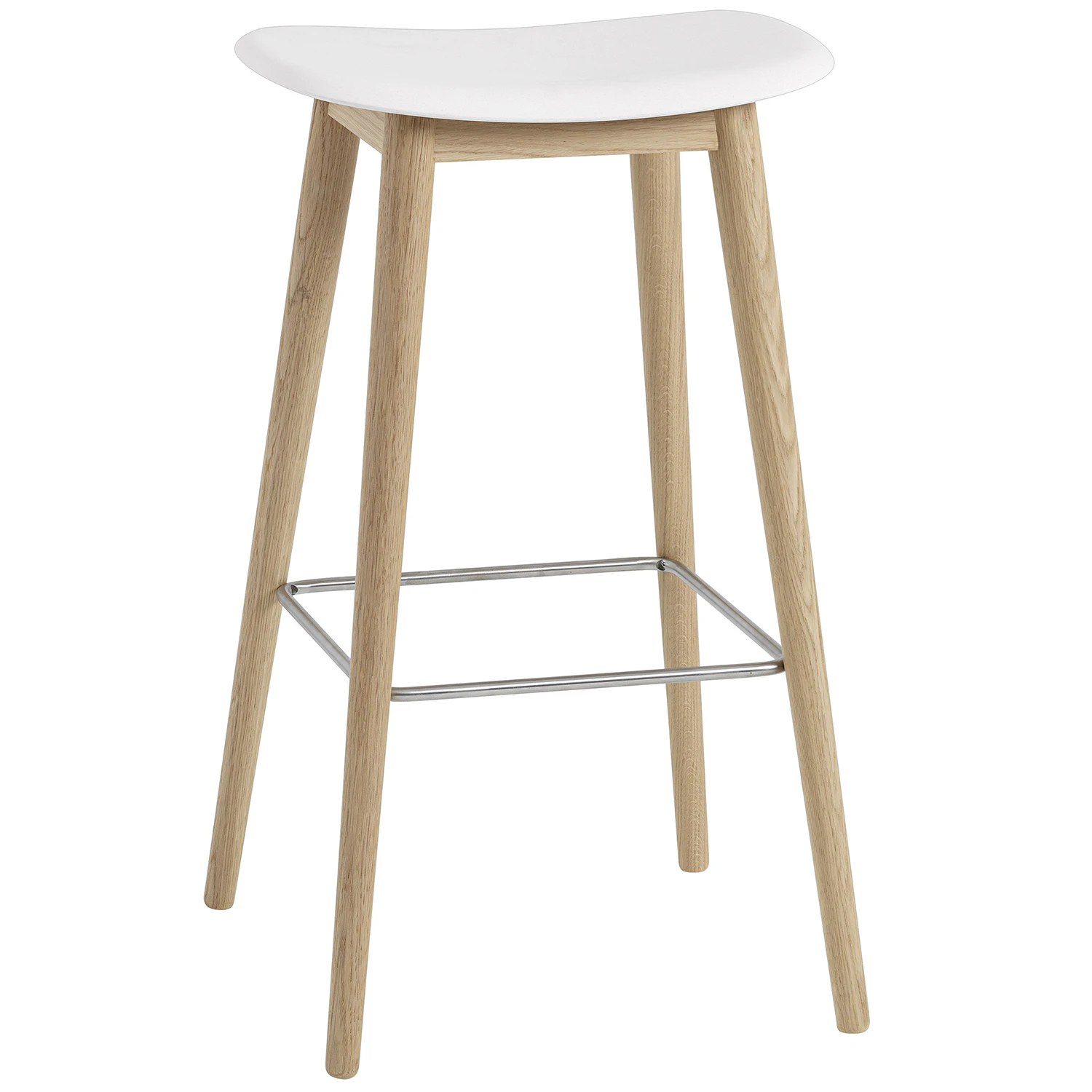 Muuto Fiber Barstol Tr&auml; 75 Cm Naturvit / Ek - Barstolar &Aring;teranv&auml;nd Plast Ek - FIBARWON04041