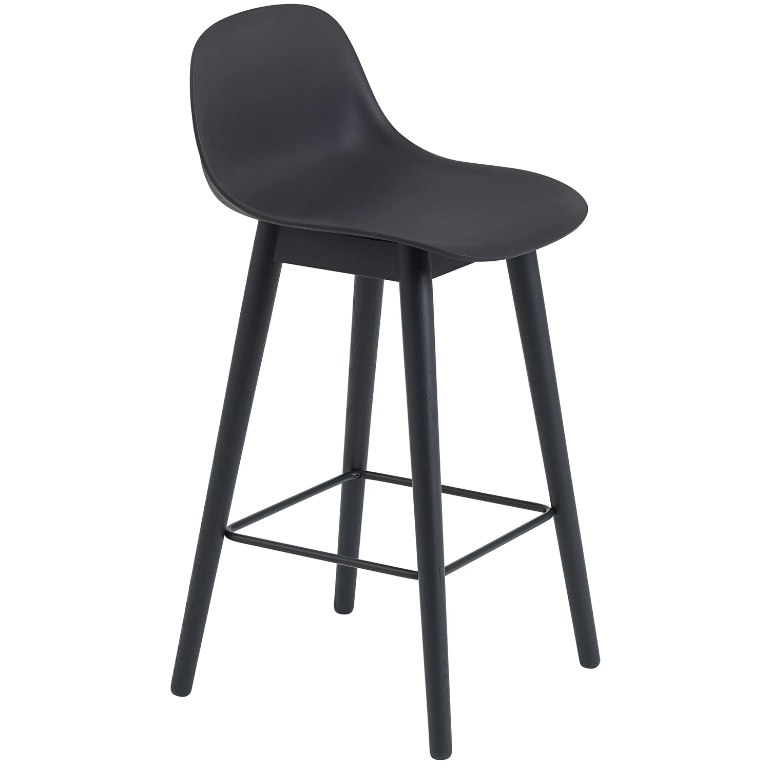 Muuto Fiber Barstol Tr&auml; Med Ryggst&ouml;d 65 Cm Svart - Barstolar Svart - FICOBWON01011