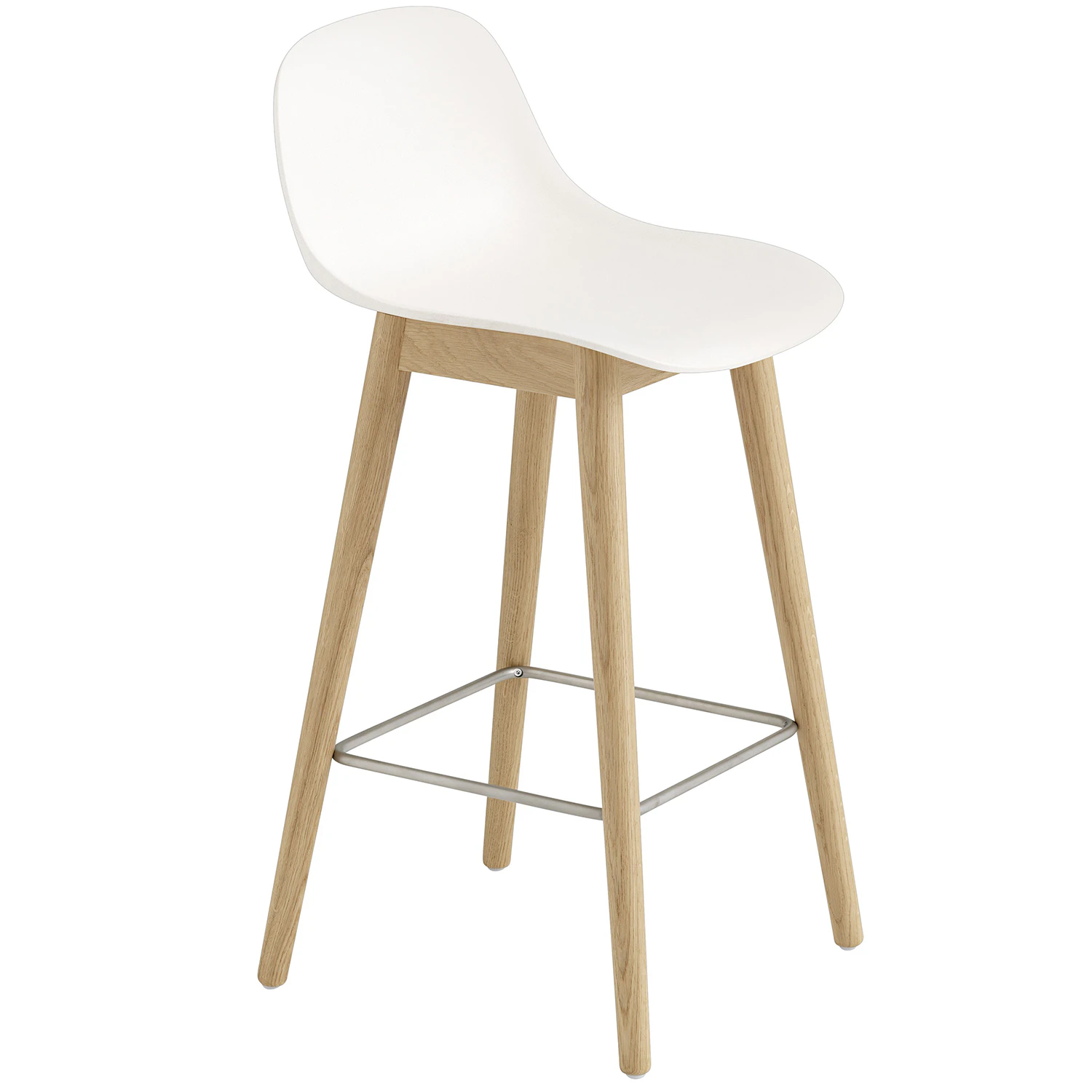 Muuto Fiber Barstol Tr&auml; Med Ryggst&ouml;d 65 Cm Naturvit / Ek - Barstolar Ek - FICOBWON04041