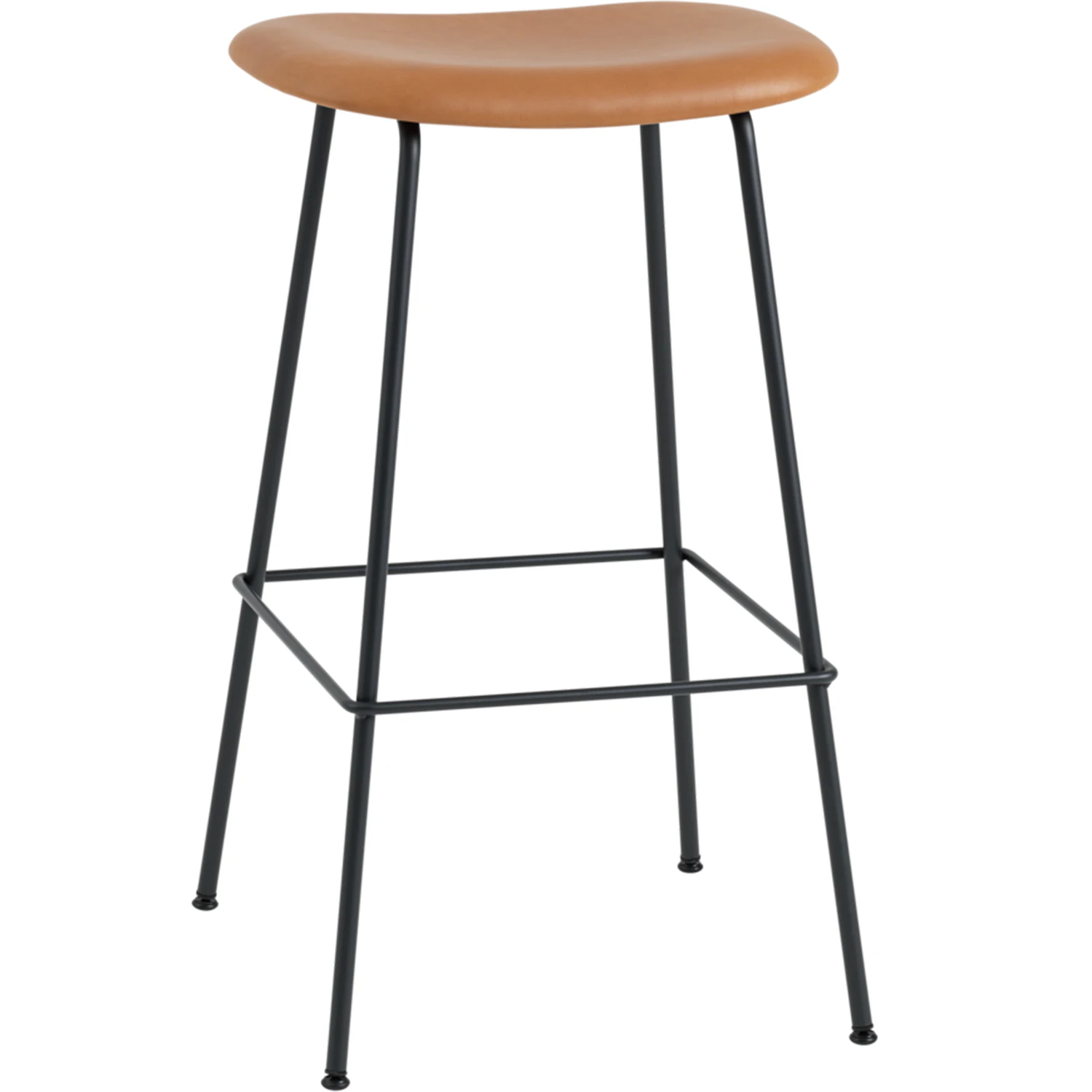 Muuto Fiber Tube Barstol 75 Cm Refine Konjak / Svart - Barstolar L&auml;der Konjak - FIBARTUURA10011