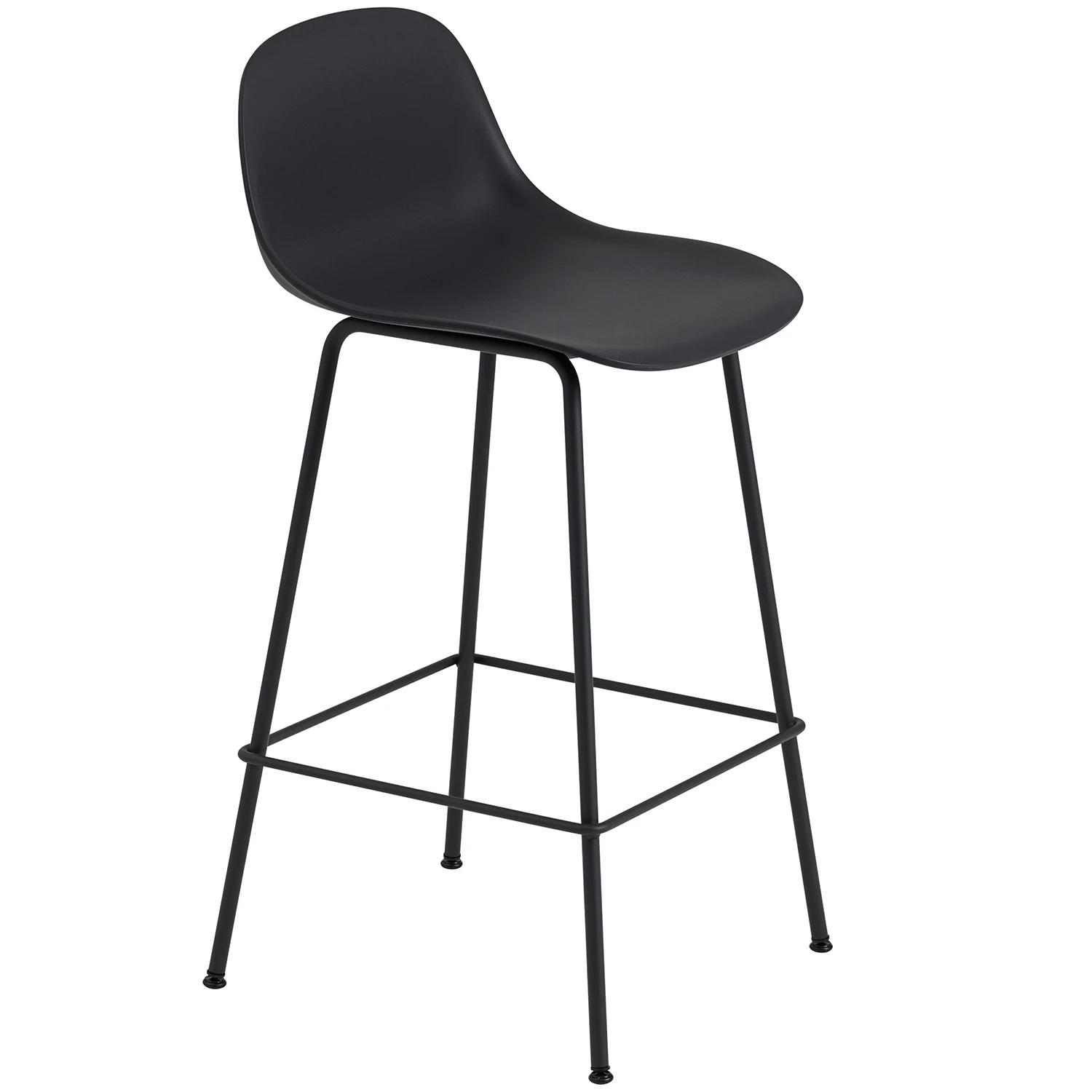 Muuto Fiber Tube Barstol Med Ryggst&ouml;d 65 Cm Svart / Antracit - Barstolar &Aring;teranv&auml;nd Plast Svart - FICOBTUN01011