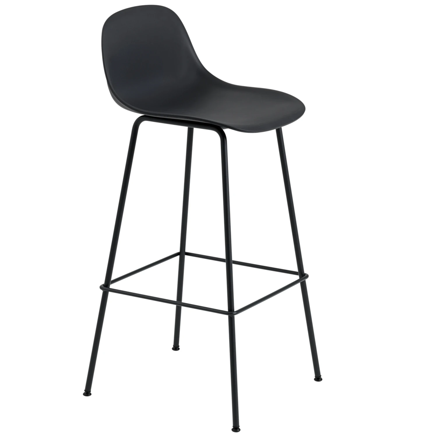 Muuto Fiber Tube Barstol Med Ryggst&ouml;d 75 Cm Svart / Antracit - Barstolar &Aring;teranv&auml;nd Plast Svart - FIBABTUN01011