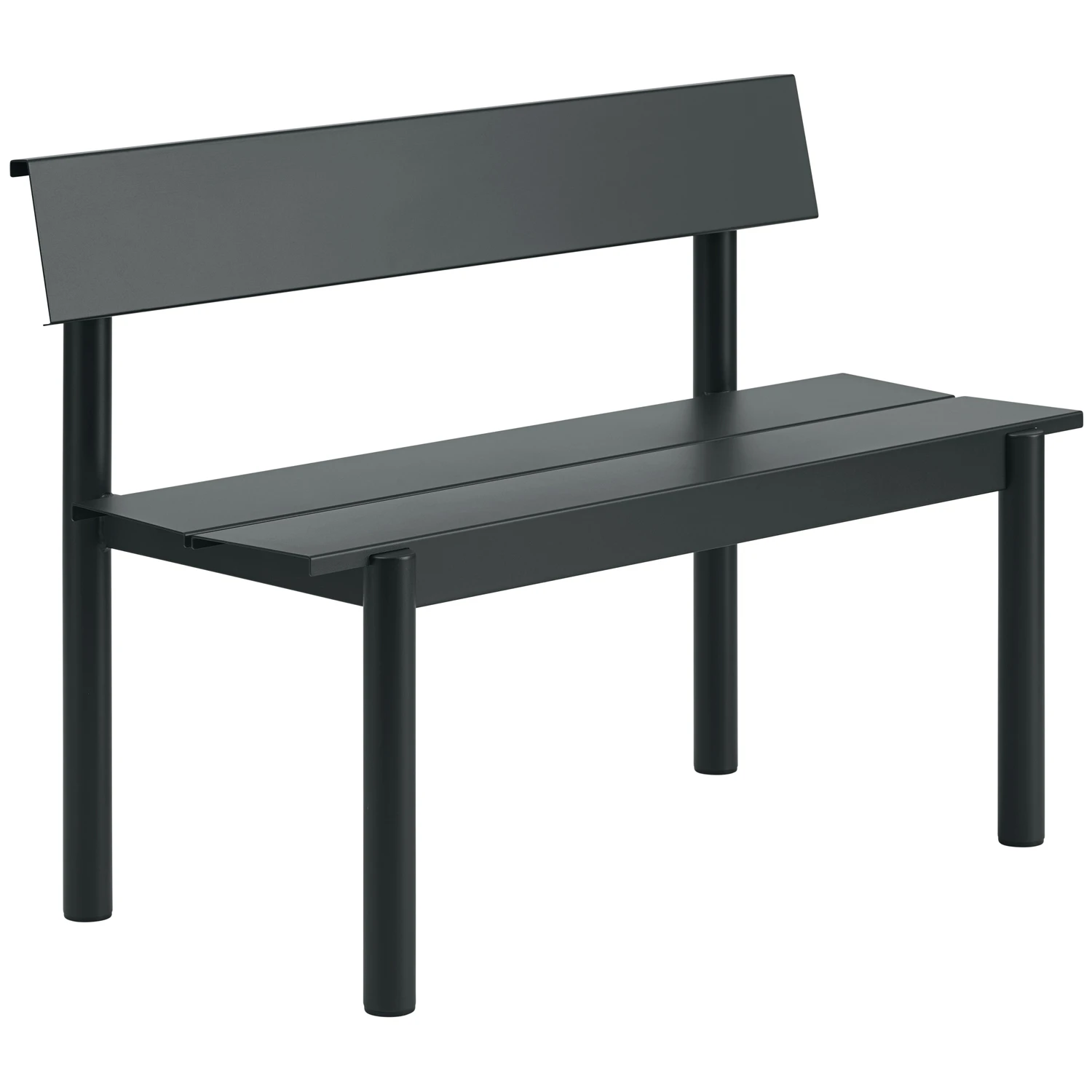 Muuto Linear B&auml;nk Med Ryggst&ouml;d 110 Cm Svart - B&auml;nkar Varmf&ouml;rzinkat St&aring;l Svart - LSTBWB11001