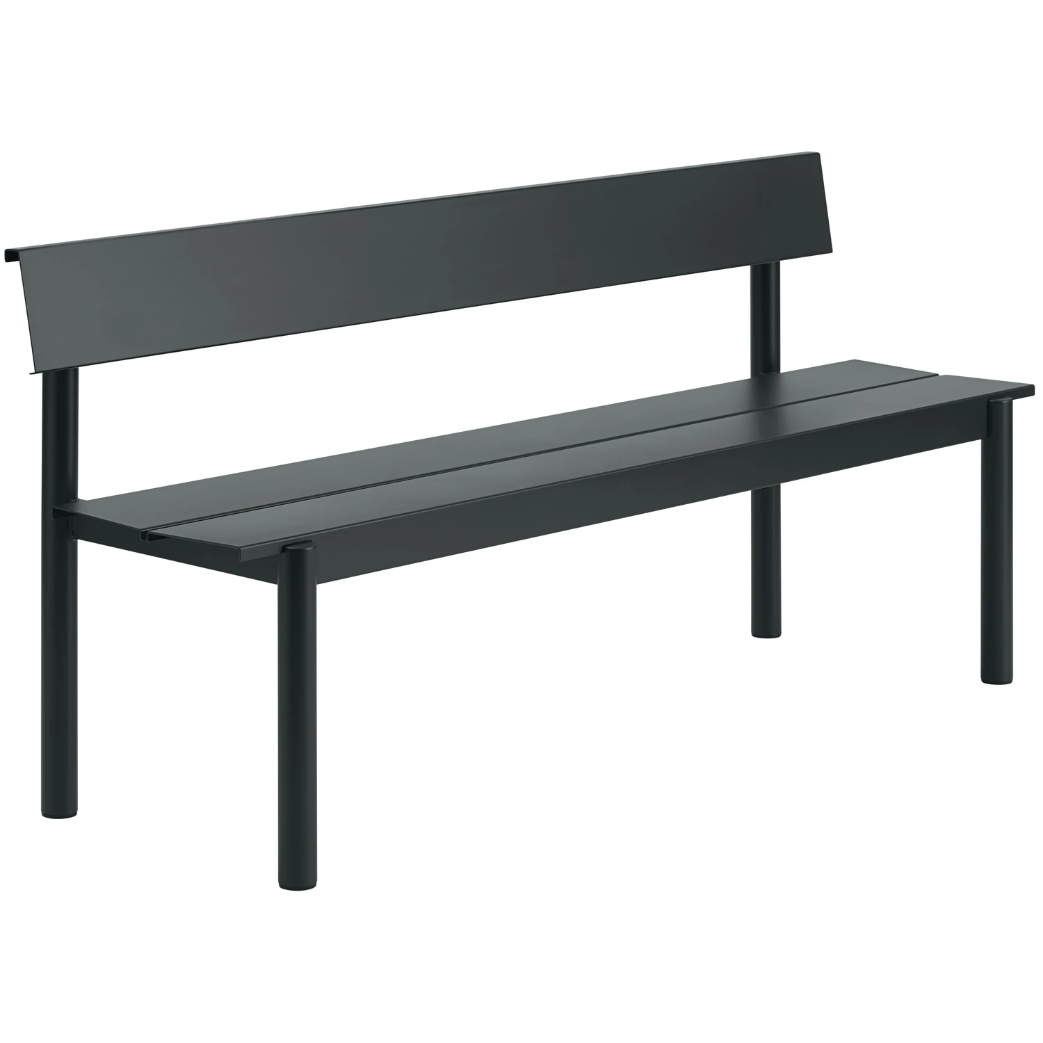 Muuto Linear B&auml;nk Med Ryggst&ouml;d 170 Cm Svart - B&auml;nkar Varmf&ouml;rzinkat St&aring;l Svart - LSTBWB17001