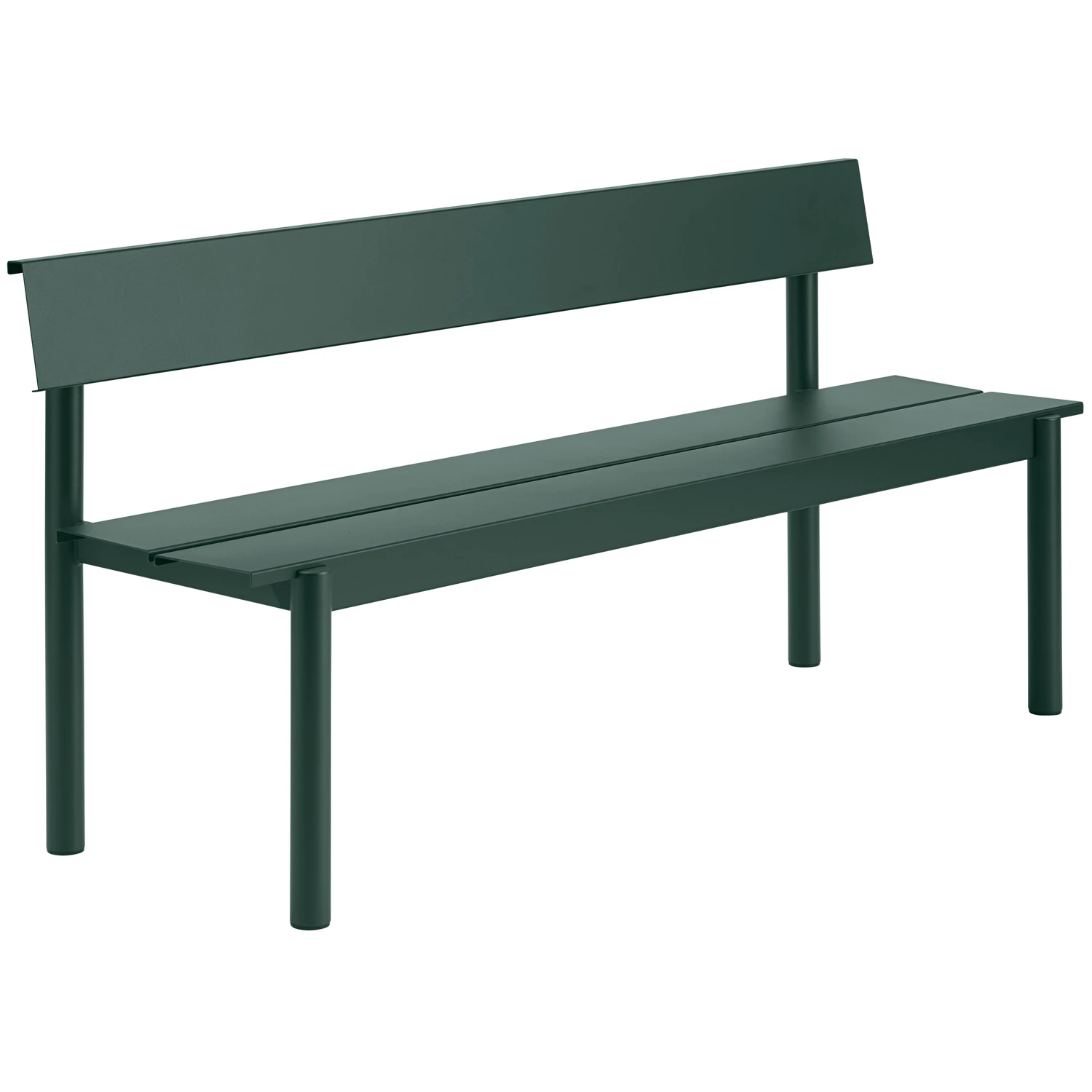 Muuto Linear B&auml;nk Med Ryggst&ouml;d 170 Cm M&ouml;rkgr&ouml;n - B&auml;nkar Varmf&ouml;rzinkat St&aring;l M&ouml;rkgr&ouml;n - LSTBEN17002