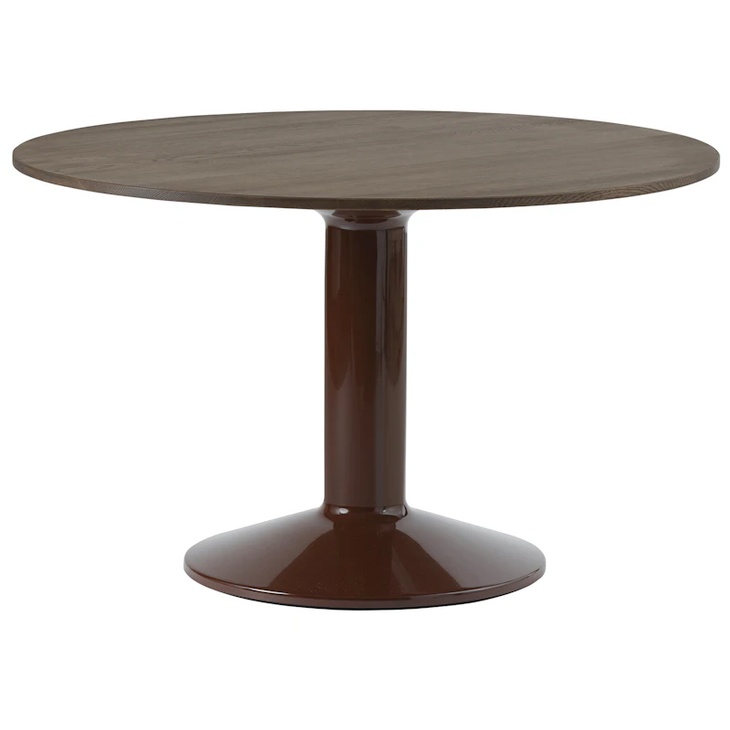 Midst Matbord Ø120 cm, Mörkoljad Ek / Mörkröd