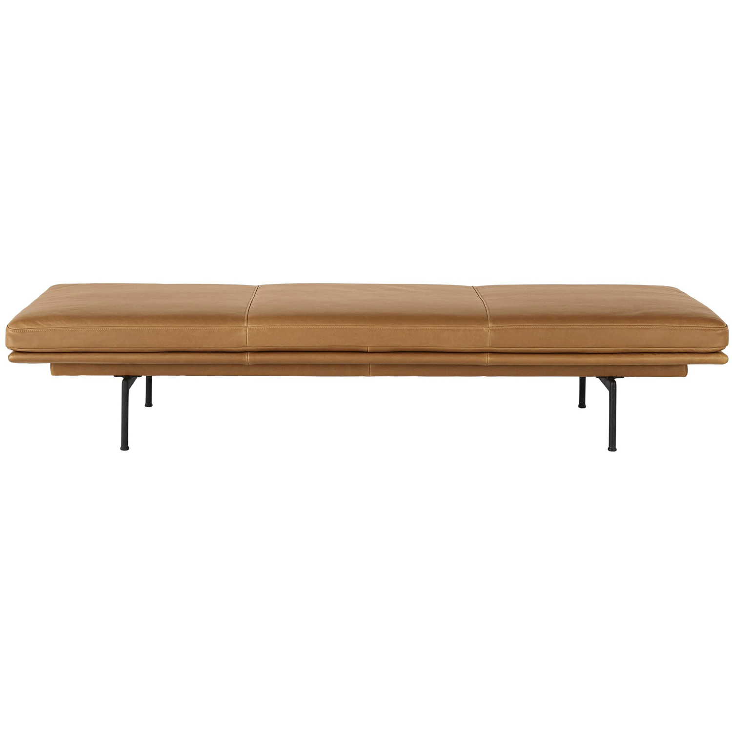 Muuto Outline Daybed / Black Base - Refine Leather Cognac/black - Dagb&auml;ddar & Liggf&aring;t&ouml;ljer L&auml;der Konjak - OUDAYRA10101