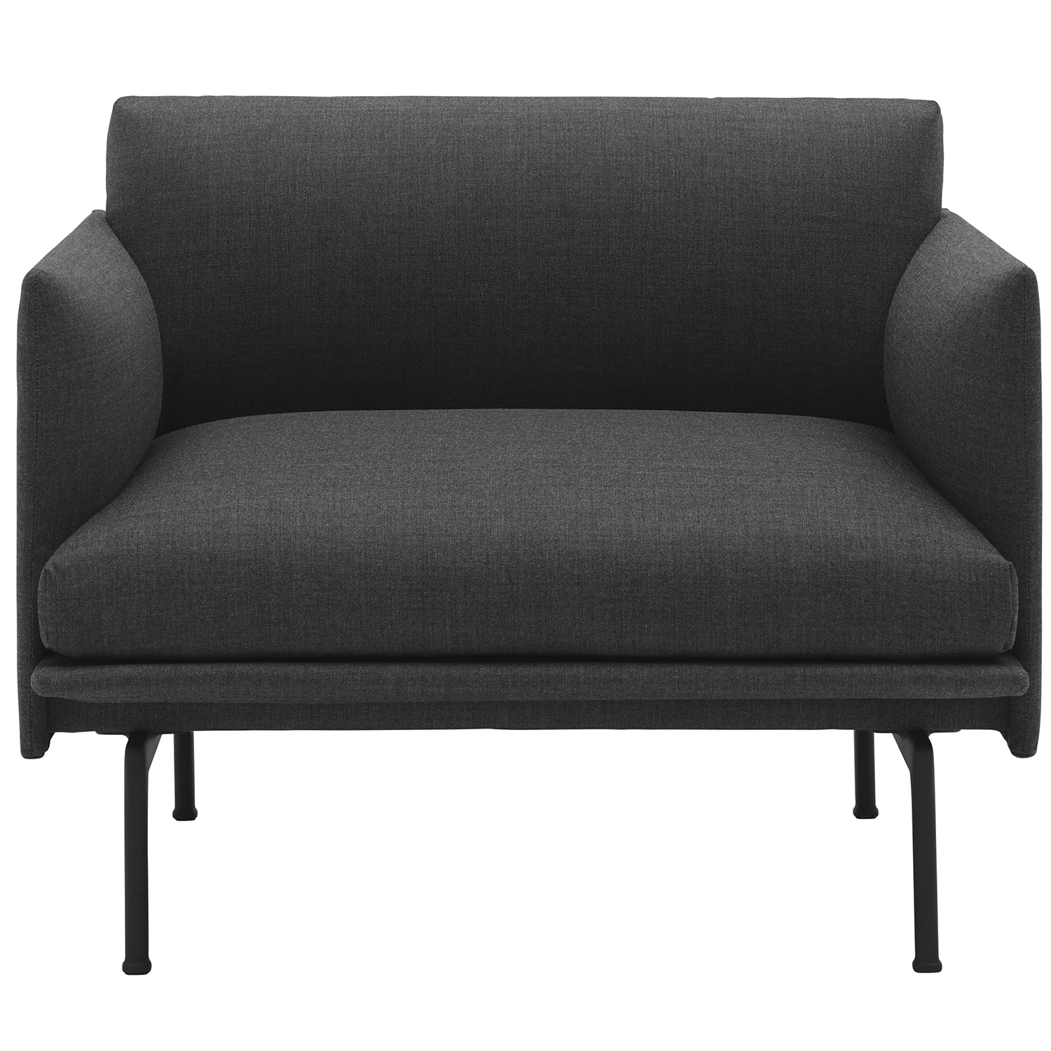 Muuto Outline F&aring;t&ouml;lj Svart Aluminium / Remix 163 - F&aring;t&ouml;ljer Nyull M&ouml;rkgr&aring; - OUCHRRB08101