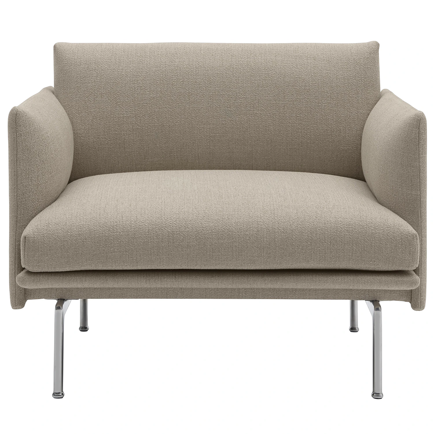 Muuto Outline F&aring;t&ouml;lj Polerad Aluminium / Ecriture 240 - F&aring;t&ouml;ljer Polyakryl Beige - OUCHREB08102