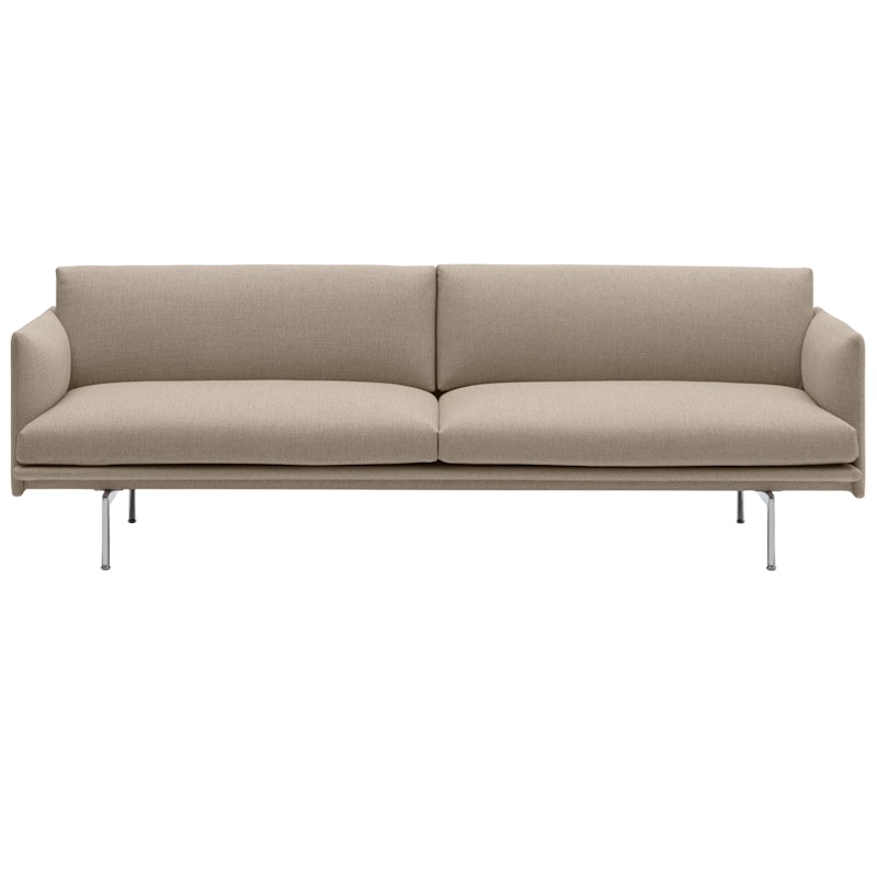 Outline Sofa / 3-Seater - Polished Aluminum Base - Ecriture 240/Polished Aluminum
