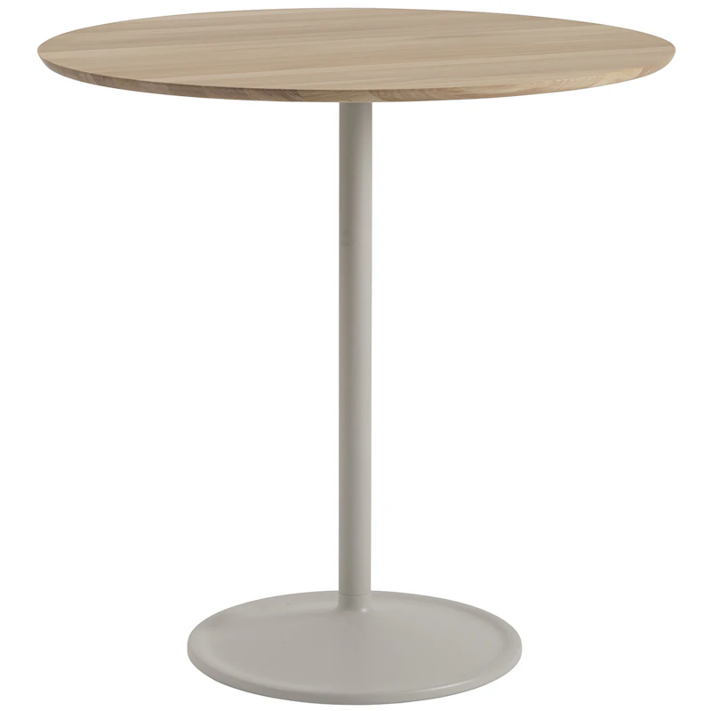 Soft Barbord Ø95x95 cm, Massiv Ek / Grå