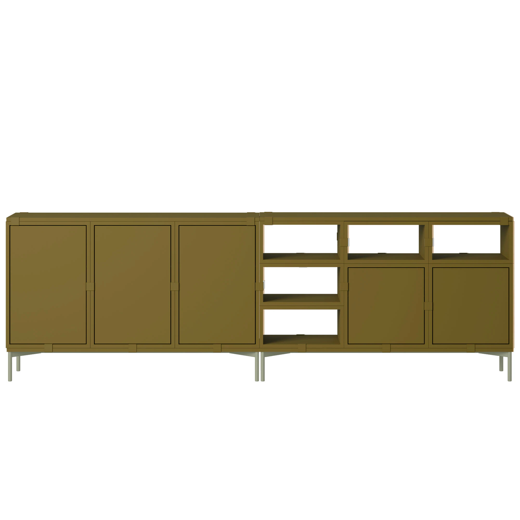 Muuto Stacked Configuration 2 Sk&auml;nk M&ouml;rkgr&ouml;n - Sidobord & Avlastningsbord Pu-lackerad Mdf Brungr&ouml;n - STSBDC201