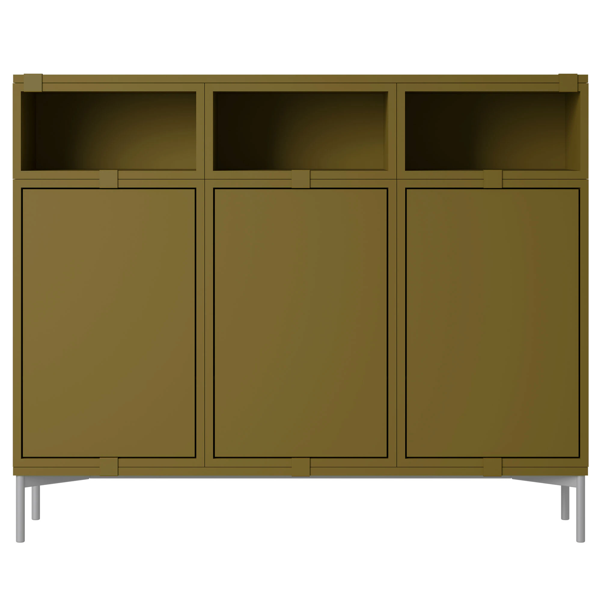 Muuto Stacked Configuration 3 Sk&auml;nk M&ouml;rkgr&ouml;n - Sidobord & Avlastningsbord Pu-lackerad Mdf Brungr&ouml;n - STSBDC301