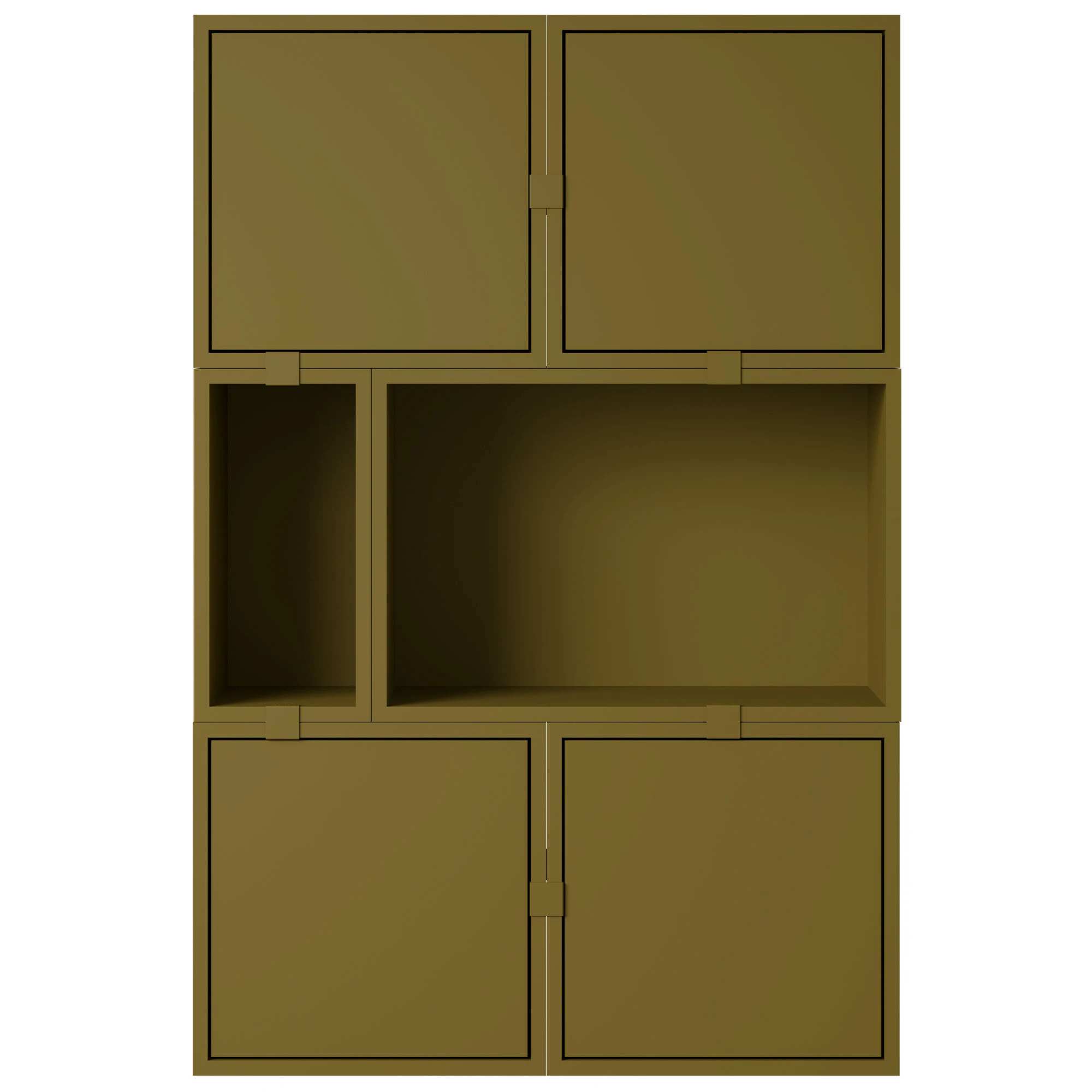 Muuto Stacked Configuration 4 Sk&auml;nk M&ouml;rkgr&ouml;n - Sidobord & Avlastningsbord Pu-lackerad Mdf Brungr&ouml;n - STSBDC401