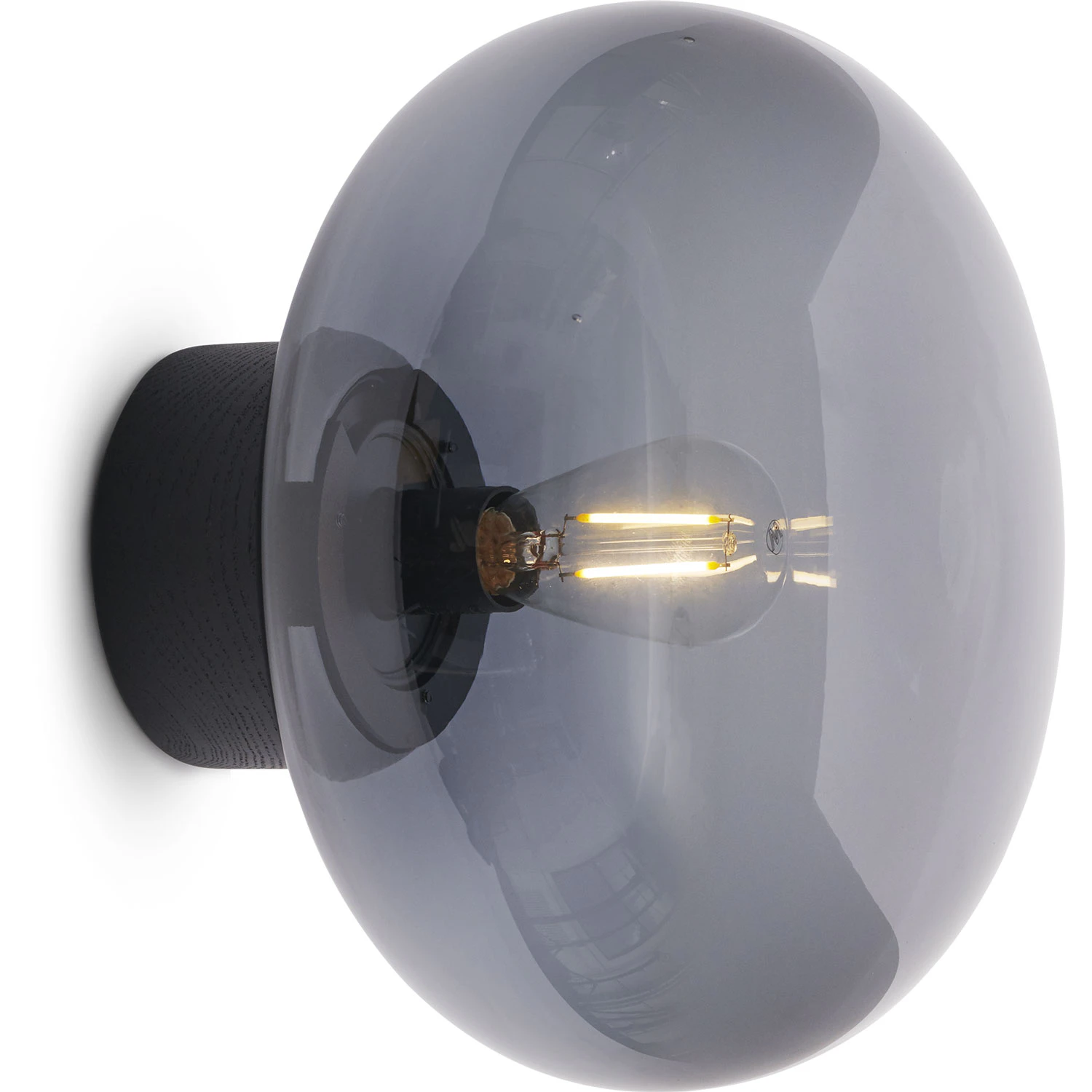 New Works Karl-johan Vägglampa Svartbetsad Ek/rökt - Vägglampor Glas Svart - 20321