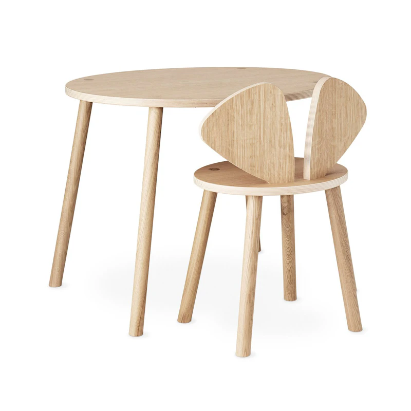 Mouse School Set Barnstol + Bord (6-10 år), Ek