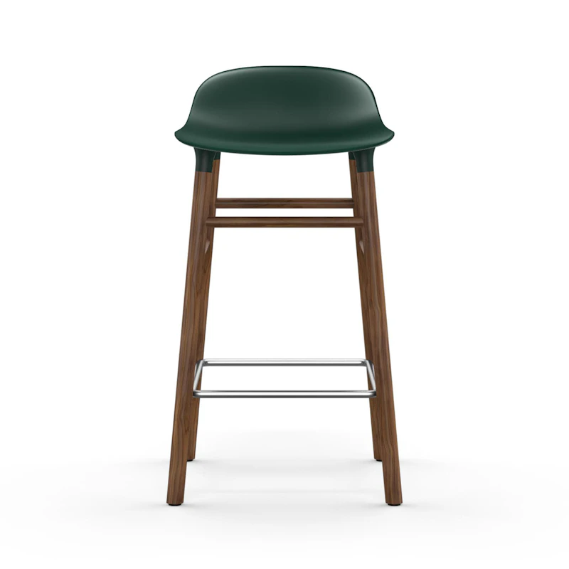Form Barstol Valnötsben, 65cm, Grön
