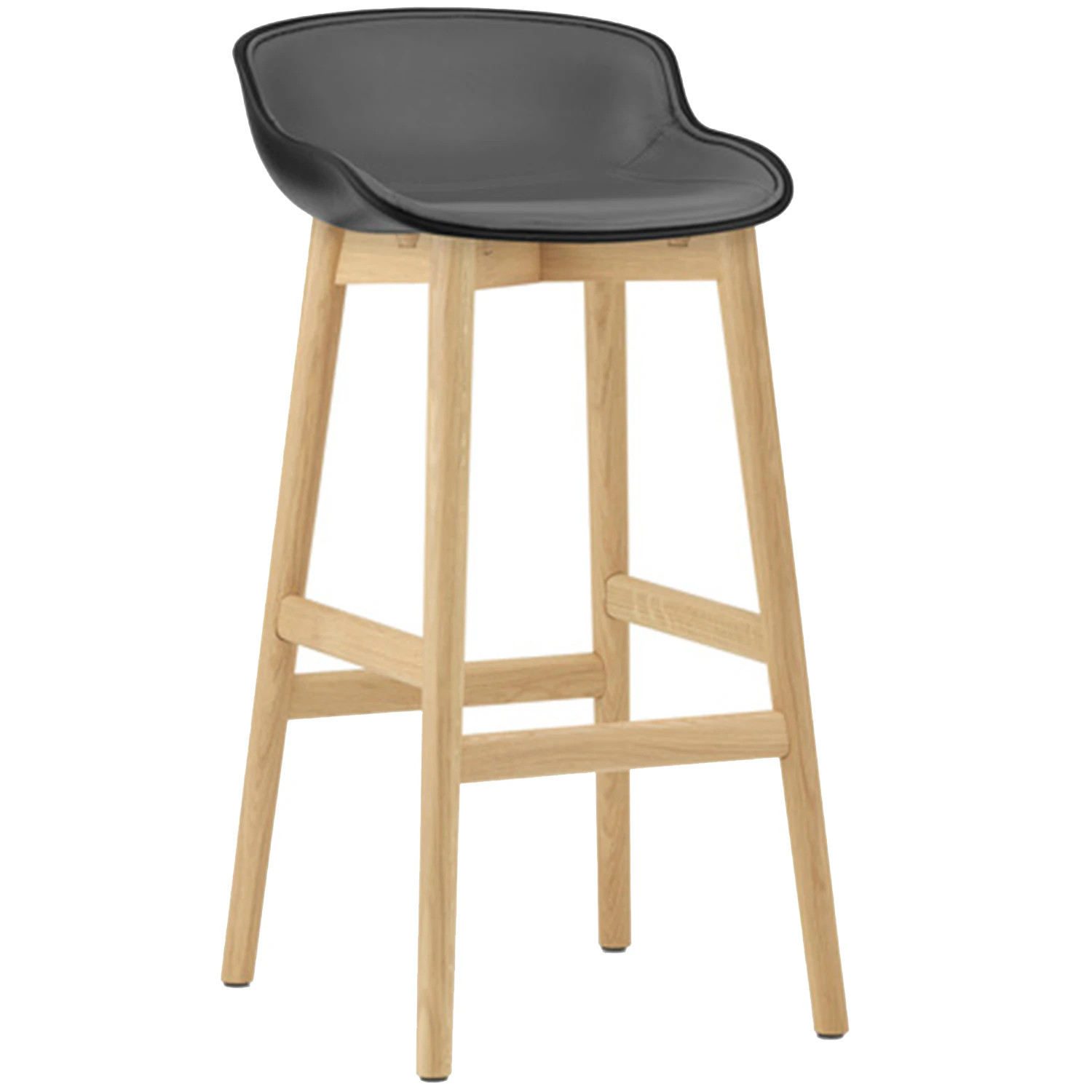Normann Copenhagen Hyg Barstol 75 Cm Kl&auml;dd Framsida Svart / Ek - Barstolar L&auml;der Svart - 605182