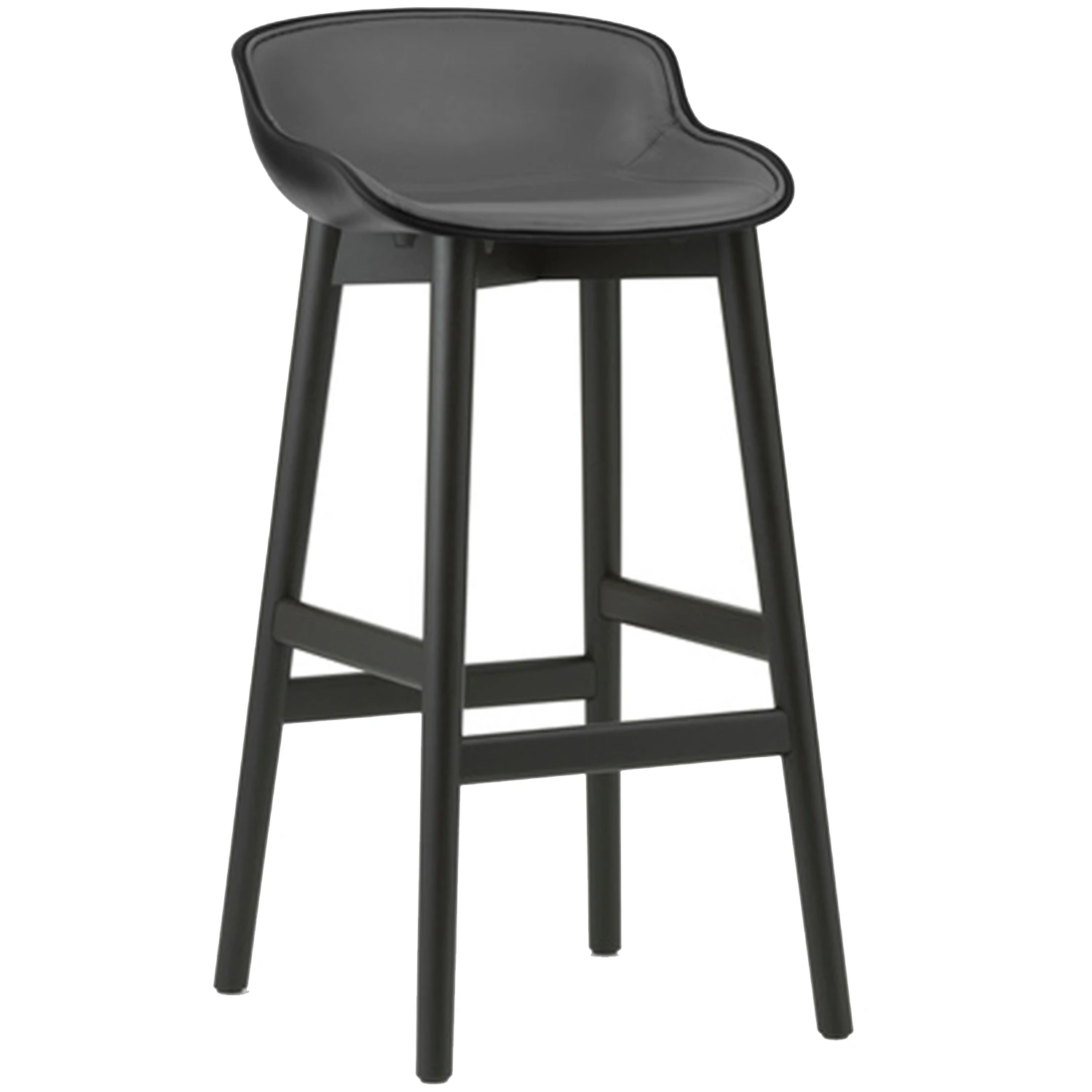 Normann Copenhagen Hyg Barstol 75 Cm Kl&auml;dd Framsida Svart / Svart Ek - Barstolar L&auml;der Svart - 605217