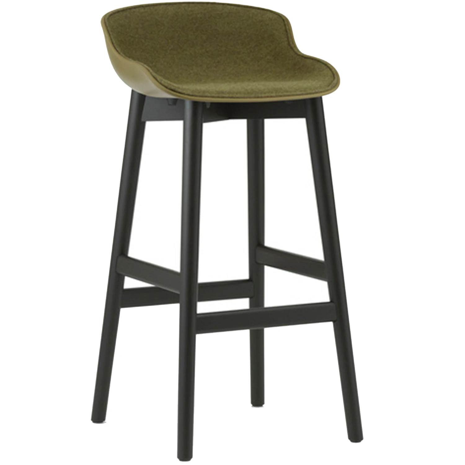 Normann Copenhagen Hyg Barstol 75 Cm Kl&auml;dd Framsida Oliv / Svart Ek - Barstolar Nyull Olivgr&ouml;n - 605223