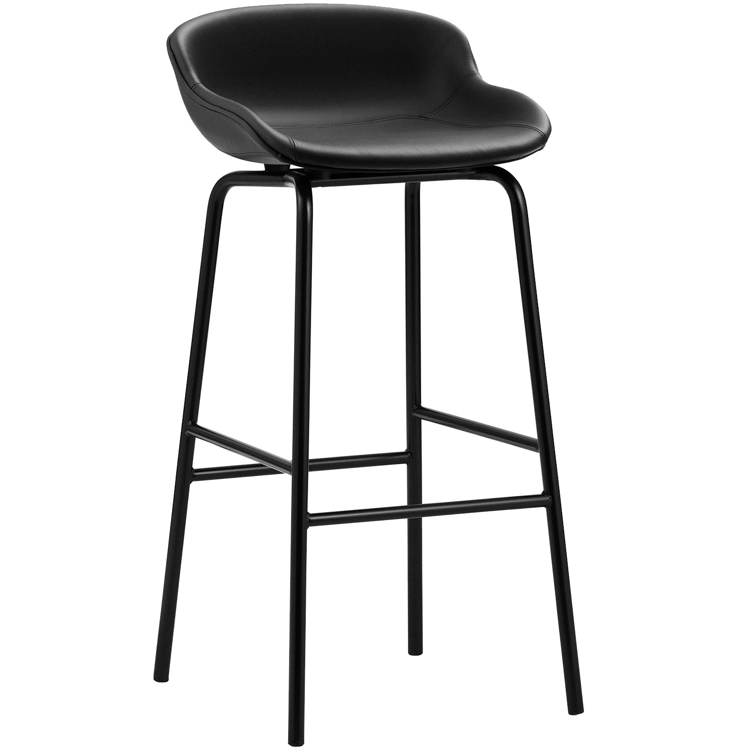 Normann Copenhagen Hyg Barstol 75 Cm Svart L&auml;der / Svart - Barstolar Ull Svart - 604092