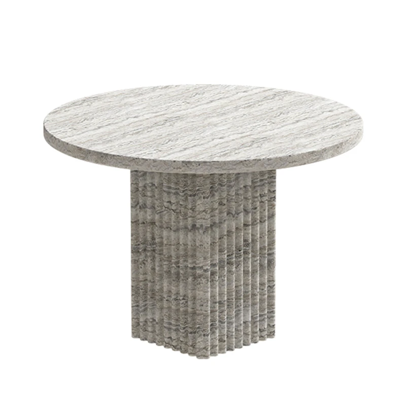 Soho Soffbord Ø50 cm, Silver Travertine