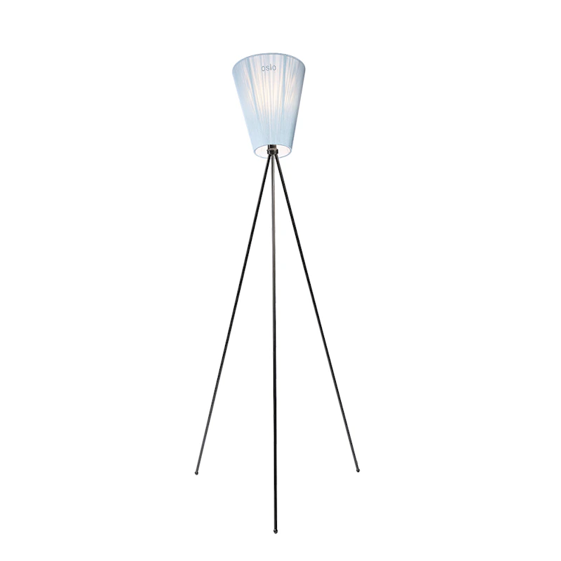 Oslo Wood Golvlampa, Black/Light Blue