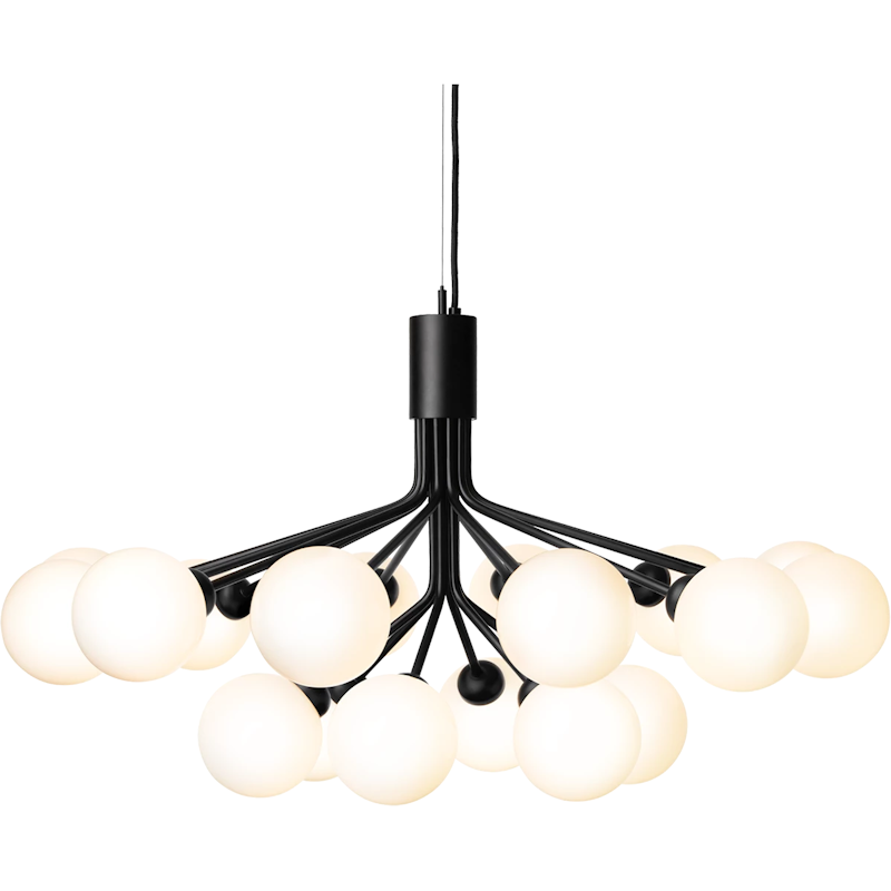 Apiales 18 Ljuskrona, Satin Black / Opal